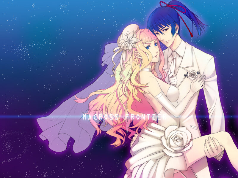 Couple in Wedding Attire — Blue