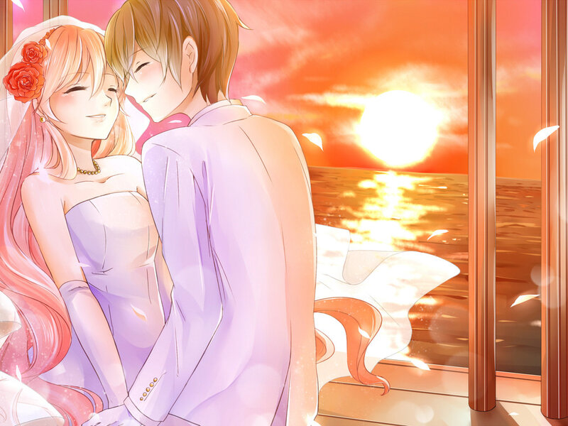 Couple in Wedding Attire — Orange, Romantic
