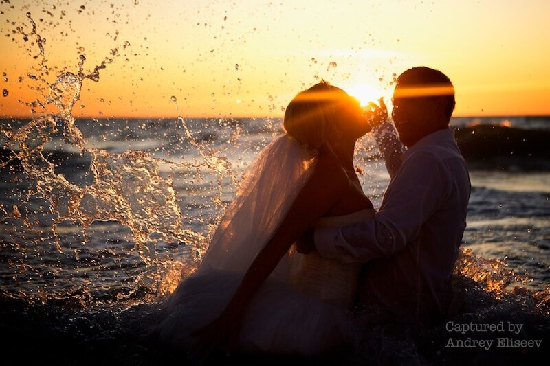 Couple in Wedding Attire — Orange