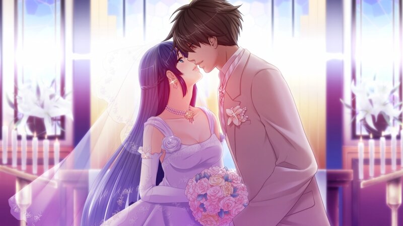 Couple in Wedding Attire — Purple, Romantic