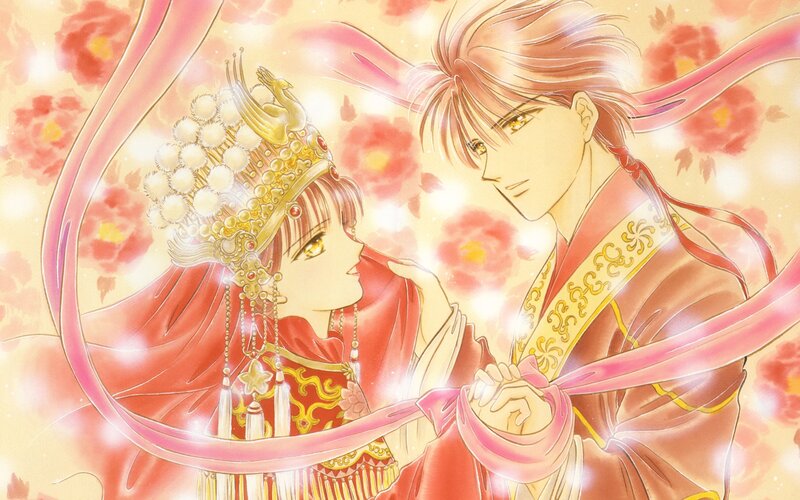 Couple in Wedding Attire — Red, Romantic, Manga