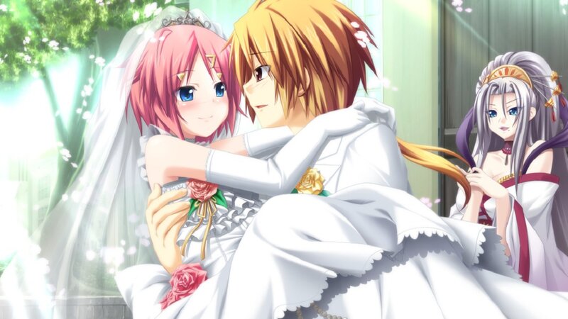 Couple in Wedding Attire — White, Romantic, Afternoon