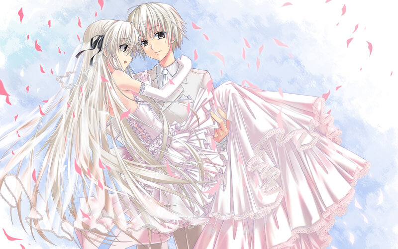 Couple in Wedding Attire — White, Romantic, Anime