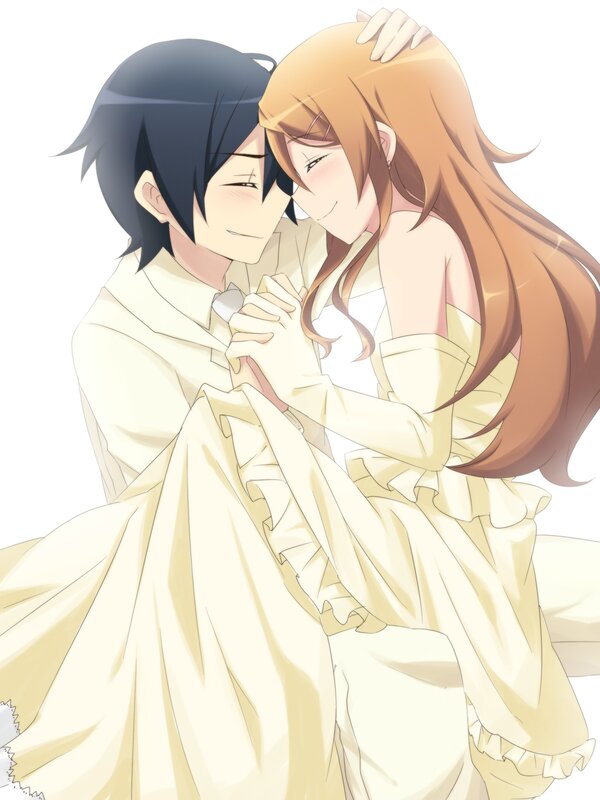 Couple in Wedding Attire — White, Romantic, Anime, Wedding Dress