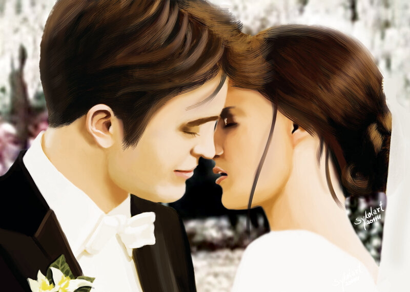 Couple in Wedding Attire — White, Romantic, Digital Art