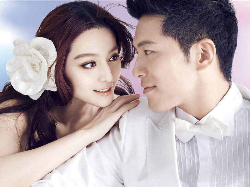 Couple in Wedding Attire — White, Romantic, Photograph, White Flower