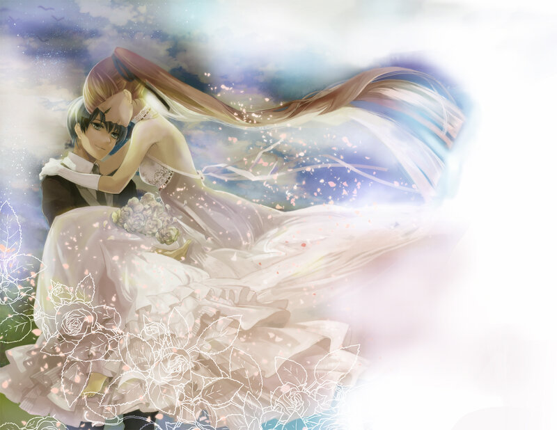 Couple in Wedding Attire — White, Romantic, Spring