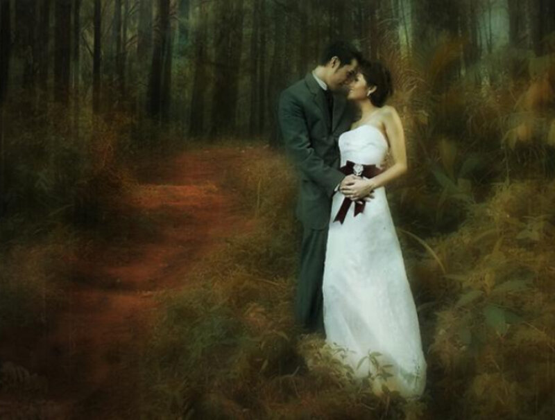 Couple in Wedding Attire — White