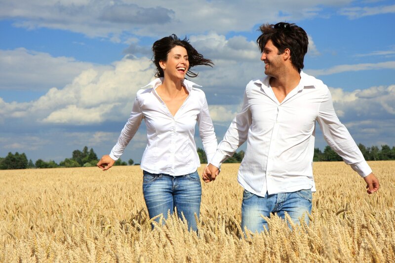Couple in Wheat Field — Yellow