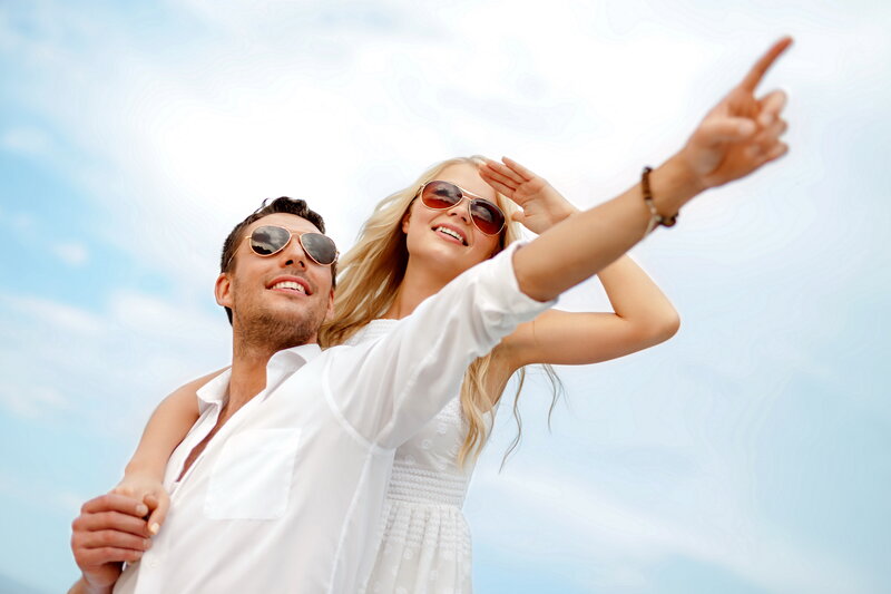 Couple in White Clothes — Happy