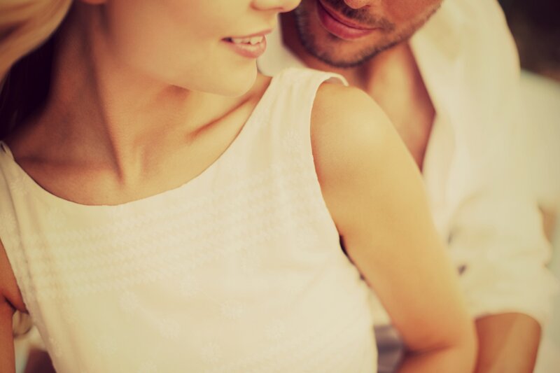 Couple in White Clothing — Intimate