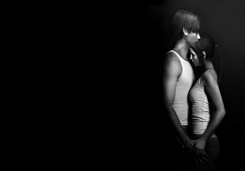Couple in White Tank Tops — Black