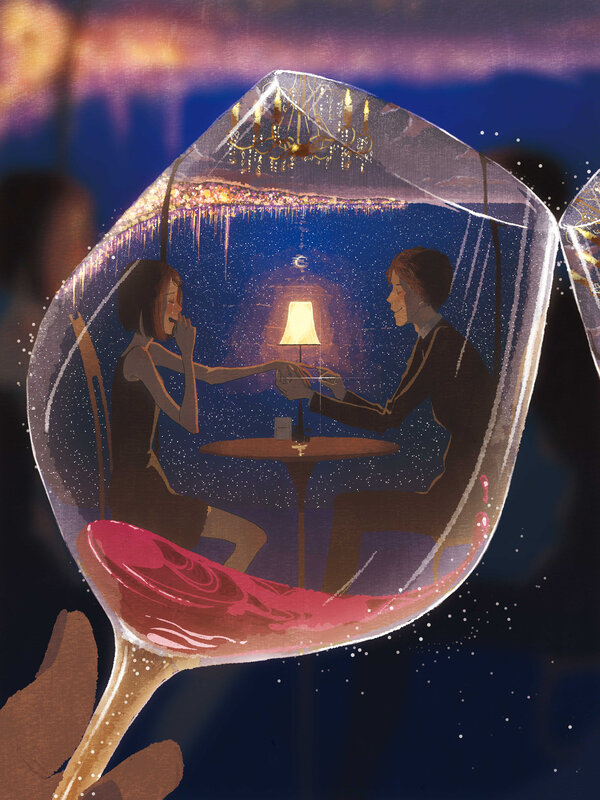 Couple in Wine Glass