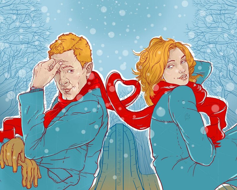 Couple in Winter Coats — Blue