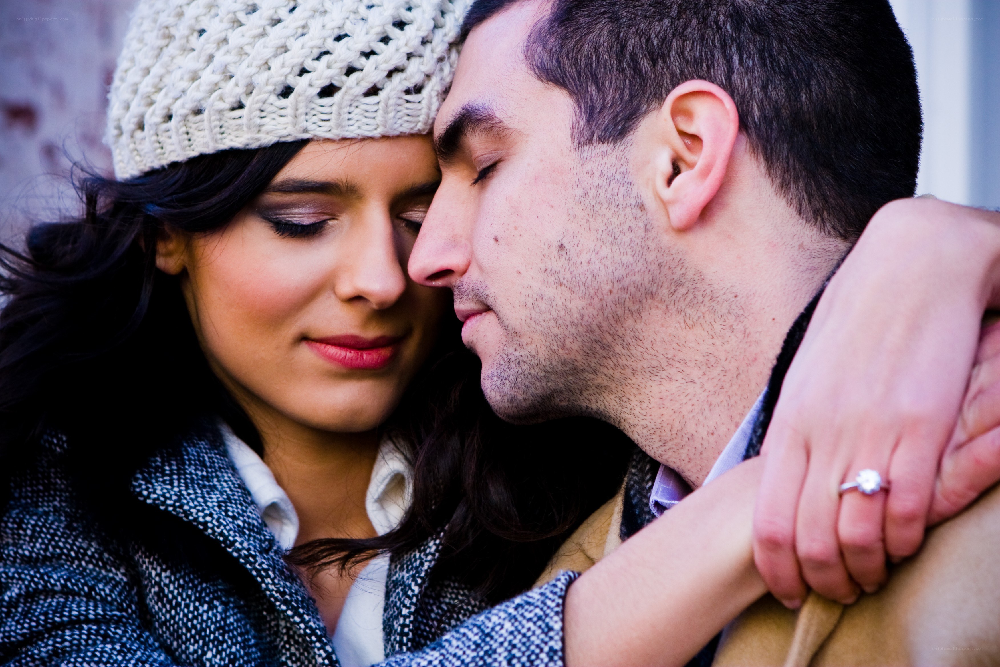 couple in winter embrace
