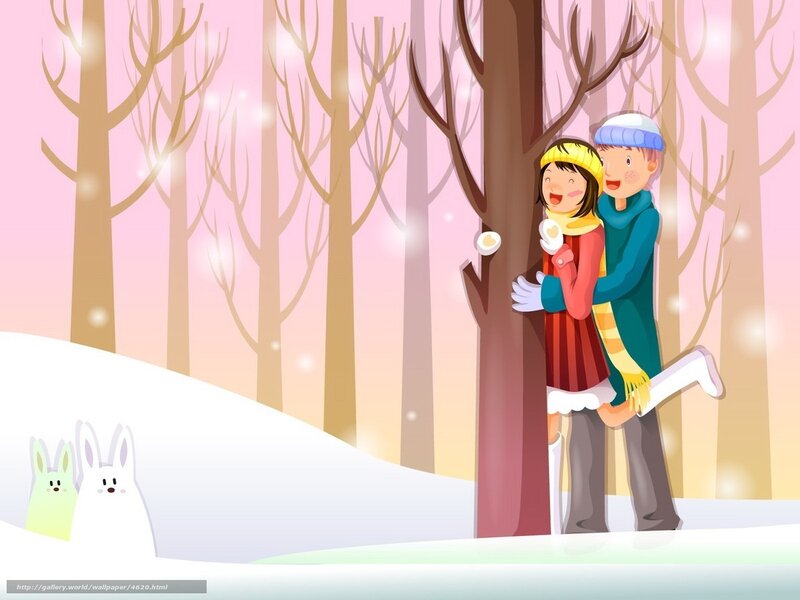 Couple in winter forest