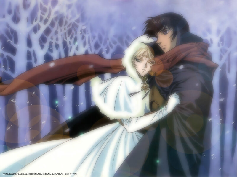 Couple in Winter Forest — White, Dramatic