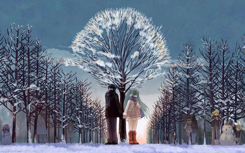 Couple in Winter Forest — White, Serene