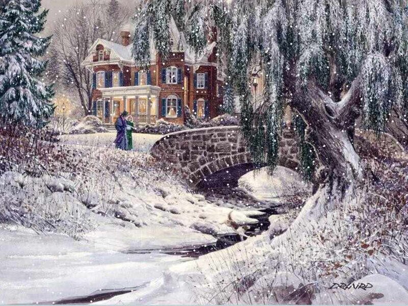 Couple in Winter Landscape — White