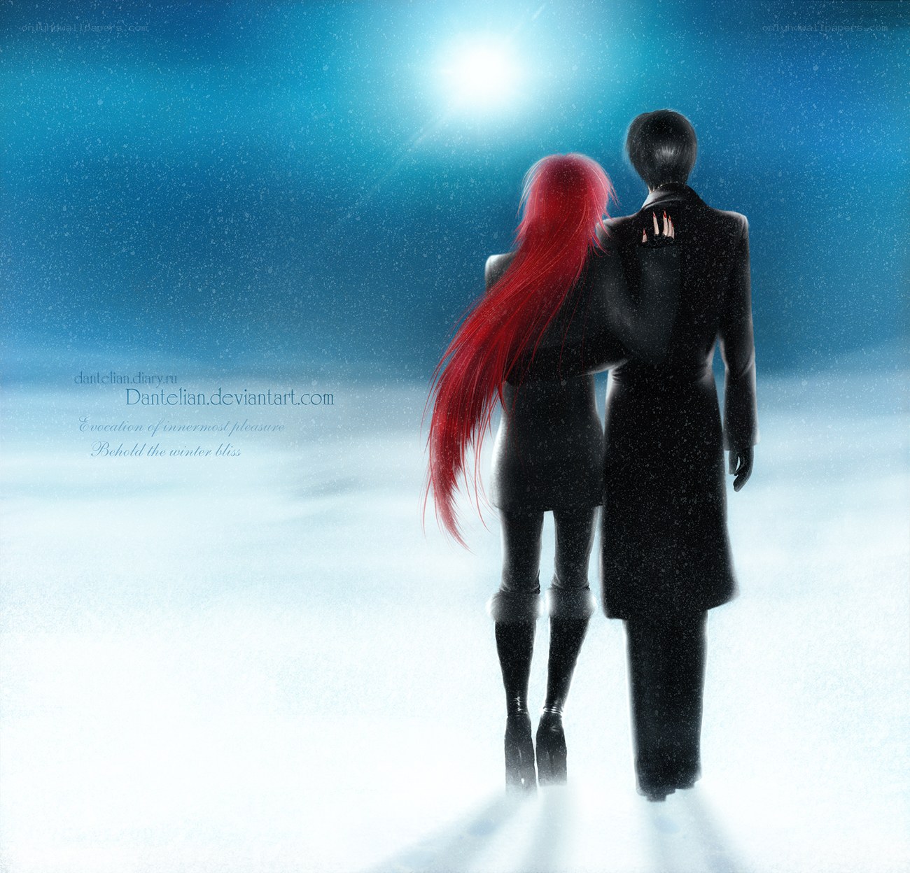 couple in winter snow