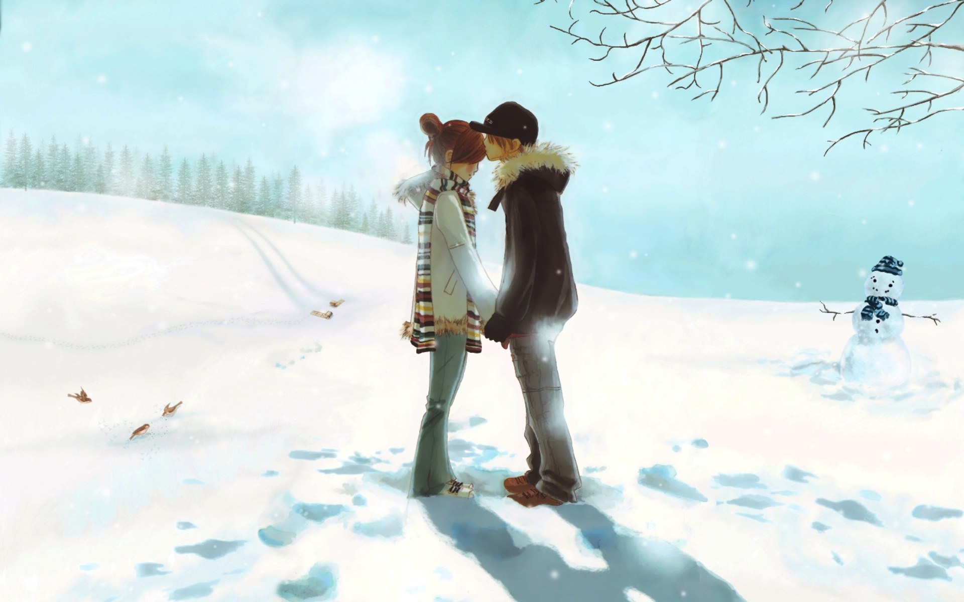 couple in winter snow