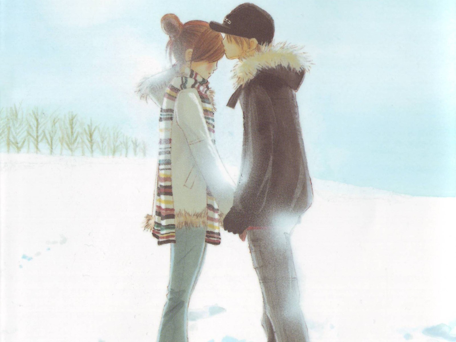 couple in winter snow
