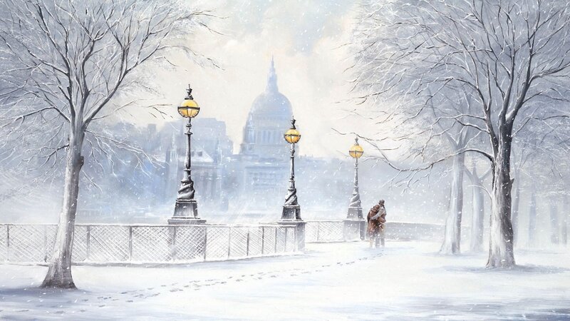 Couple in Winter Snow — White
