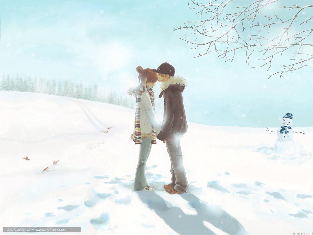 Couple in winter snow