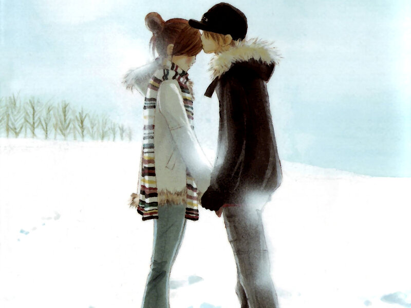 Couple in Winter — White, Calm