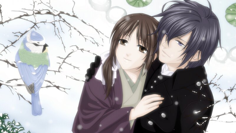 Couple in Winter — White, Serene, Anime