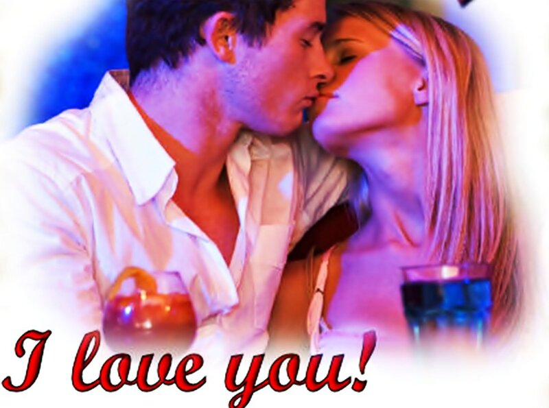 Couple Kissing at Bar — Purple
