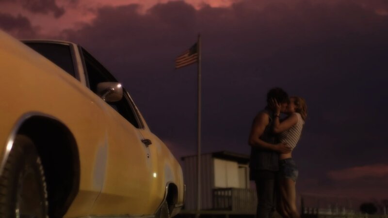 Couple Kissing at Dusk — Purple