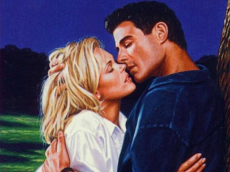 Couple Kissing at Night — Blue