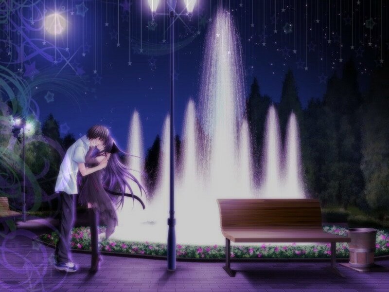 Couple Kissing at Night — Purple