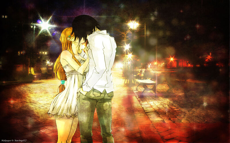 Couple Kissing at Night — Yellow