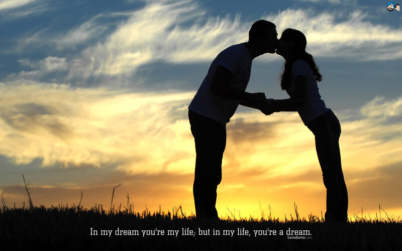 Couple Kissing at Sunset — Blue, Romantic