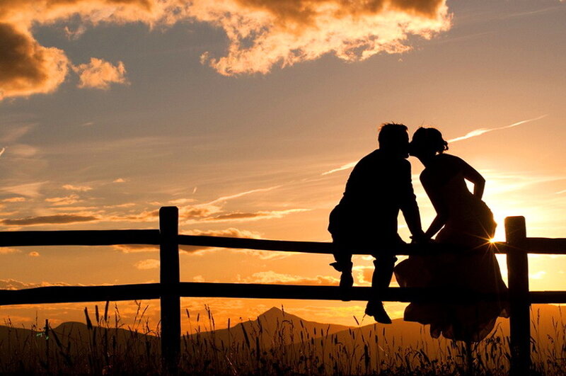 Couple Kissing at Sunset — Orange