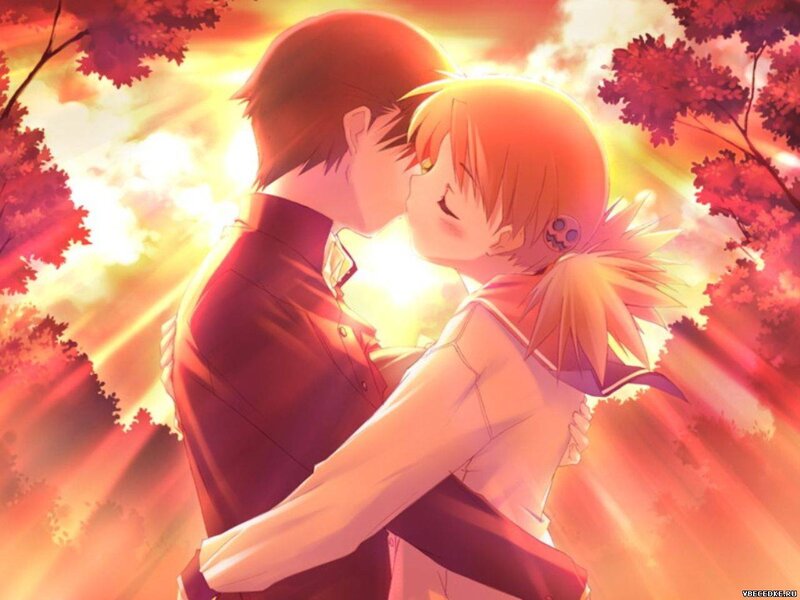 Couple Kissing at Sunset — Red