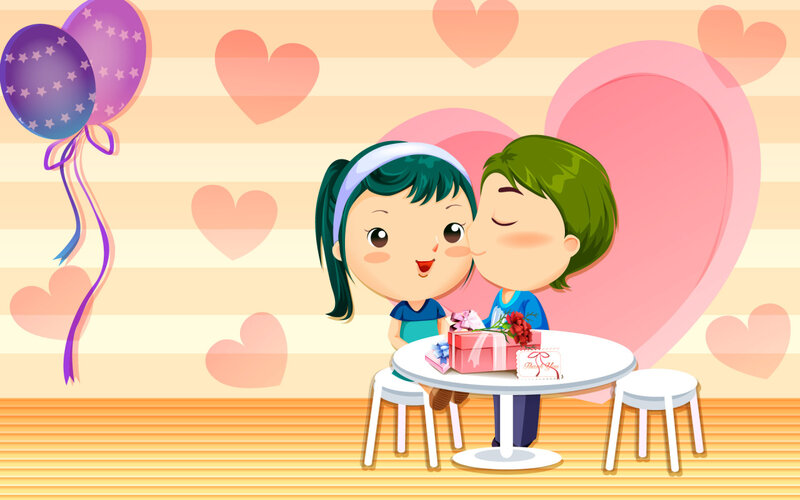 Couple Kissing at Table — Pink