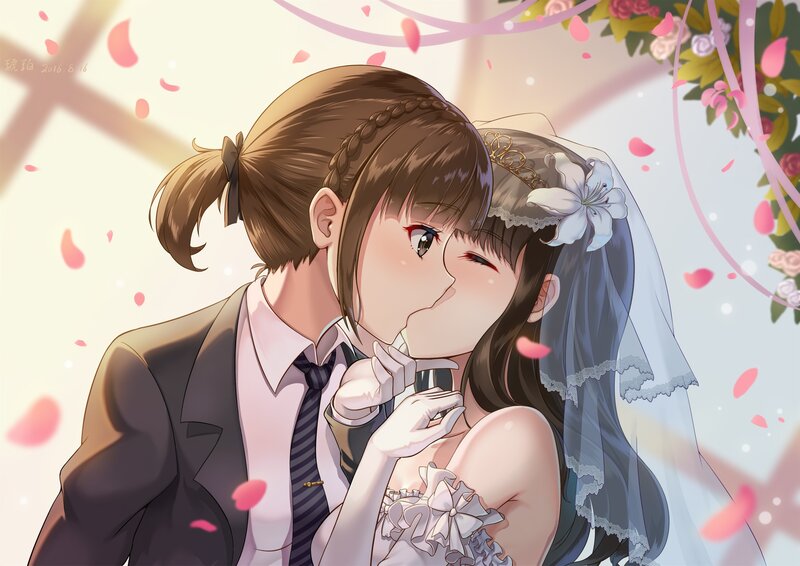 Couple Kissing at Wedding — White