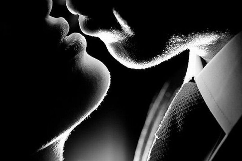 Couple Kissing — Black, Dramatic, Photograph