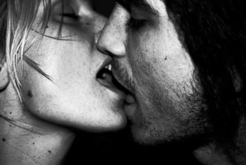 Couple Kissing — Black, Intimate, Photograph, Face