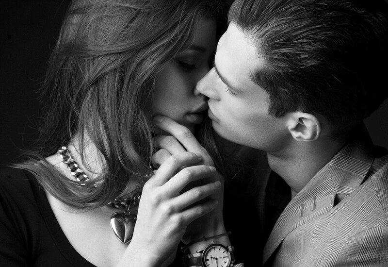 Couple Kissing — Black, Intimate, Photograph, Necklace