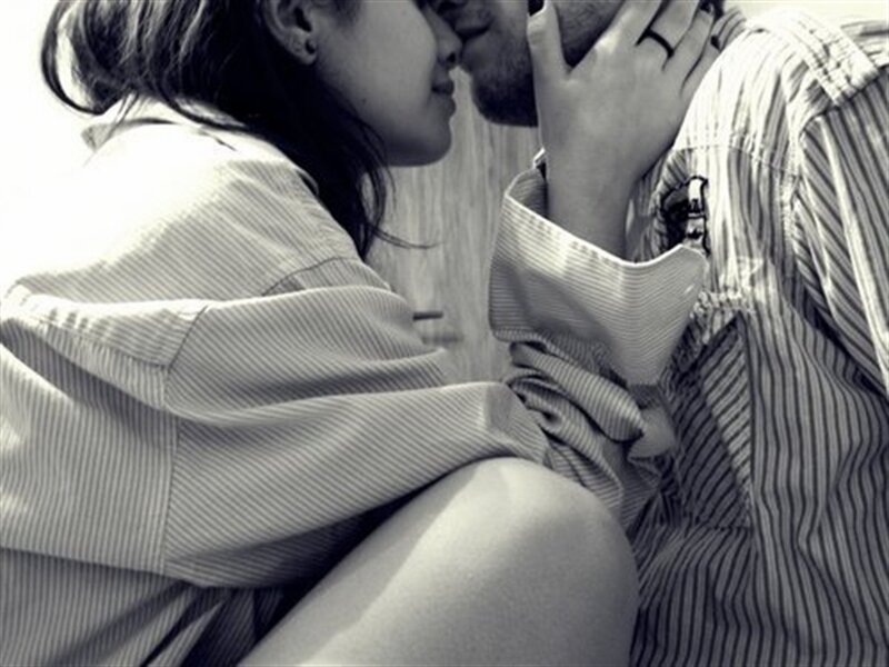 Couple Kissing — Black, Intimate, Photograph, Shirt