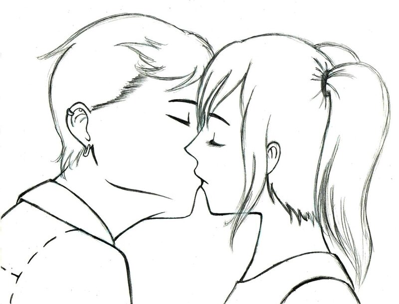 Couple Kissing — Black, Romantic, Manga