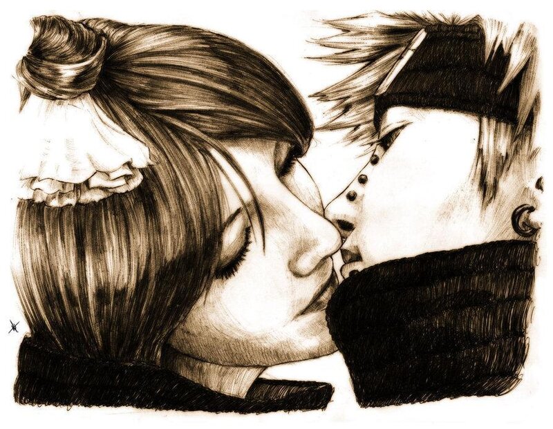 Couple Kissing — Black