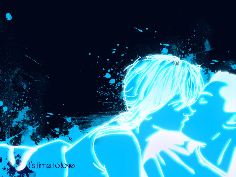 Couple Kissing — Blue, Dramatic, Night