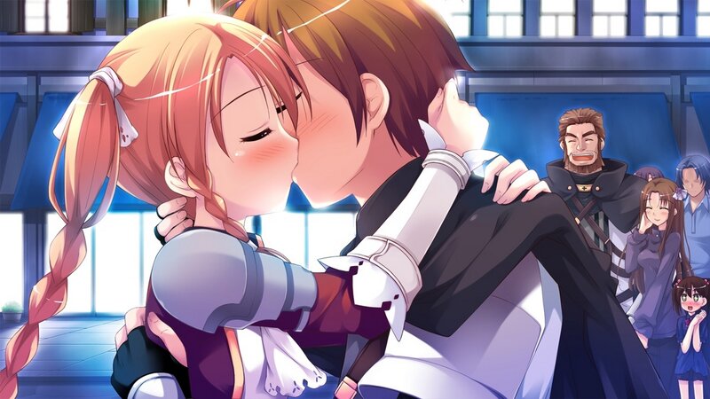 Couple Kissing — Blue, Romantic, Afternoon