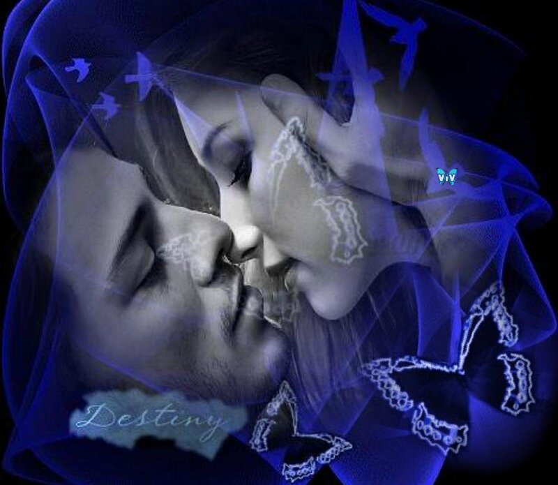 Couple Kissing — Blue
