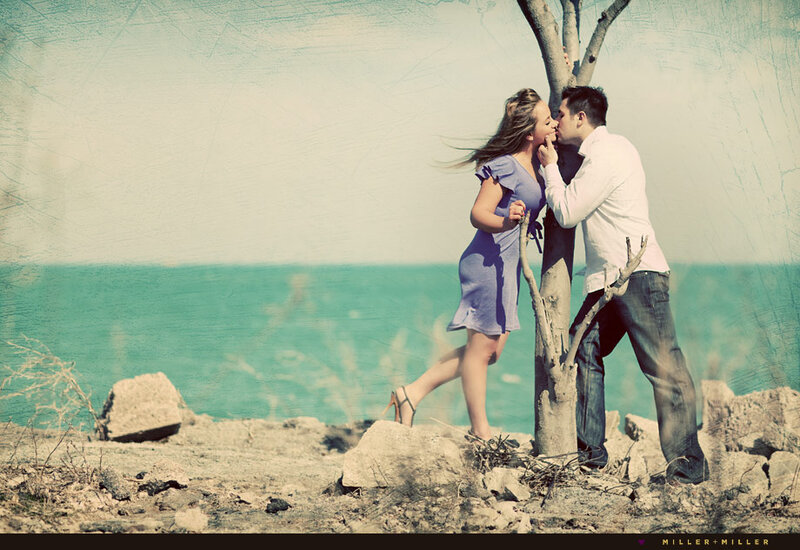 Couple Kissing by Sea